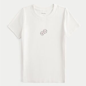 Hollister Ribbed Longer-Length Dice Graphic Baby Tee